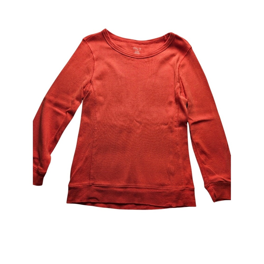 J.Crew City T Womens Small Burnt Orange 100% Cotton Long Sleeve Crewneck Top